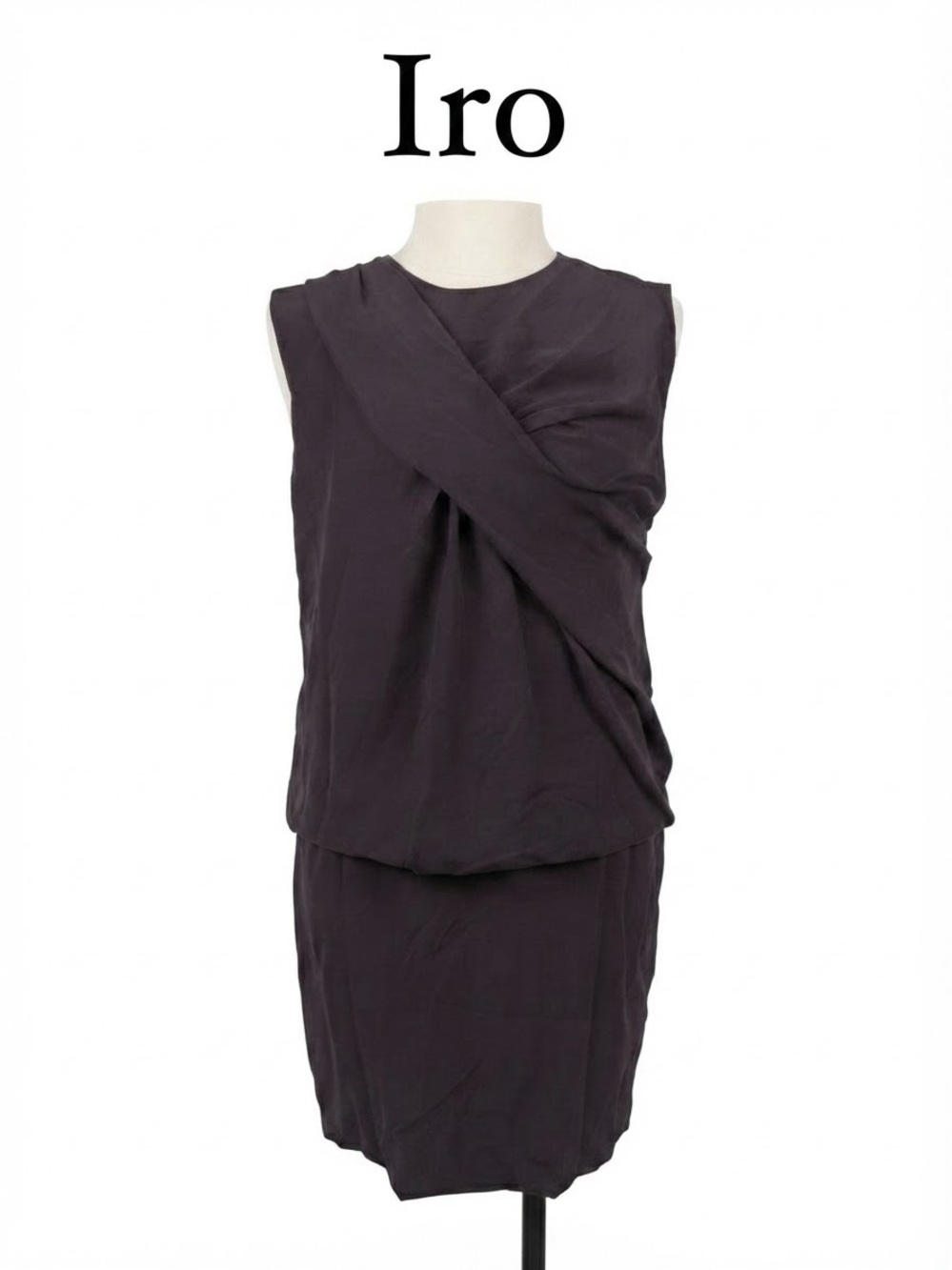 Iro Bredy Draped Sleeveless Dress in Deep Charcoal Size 38 0202